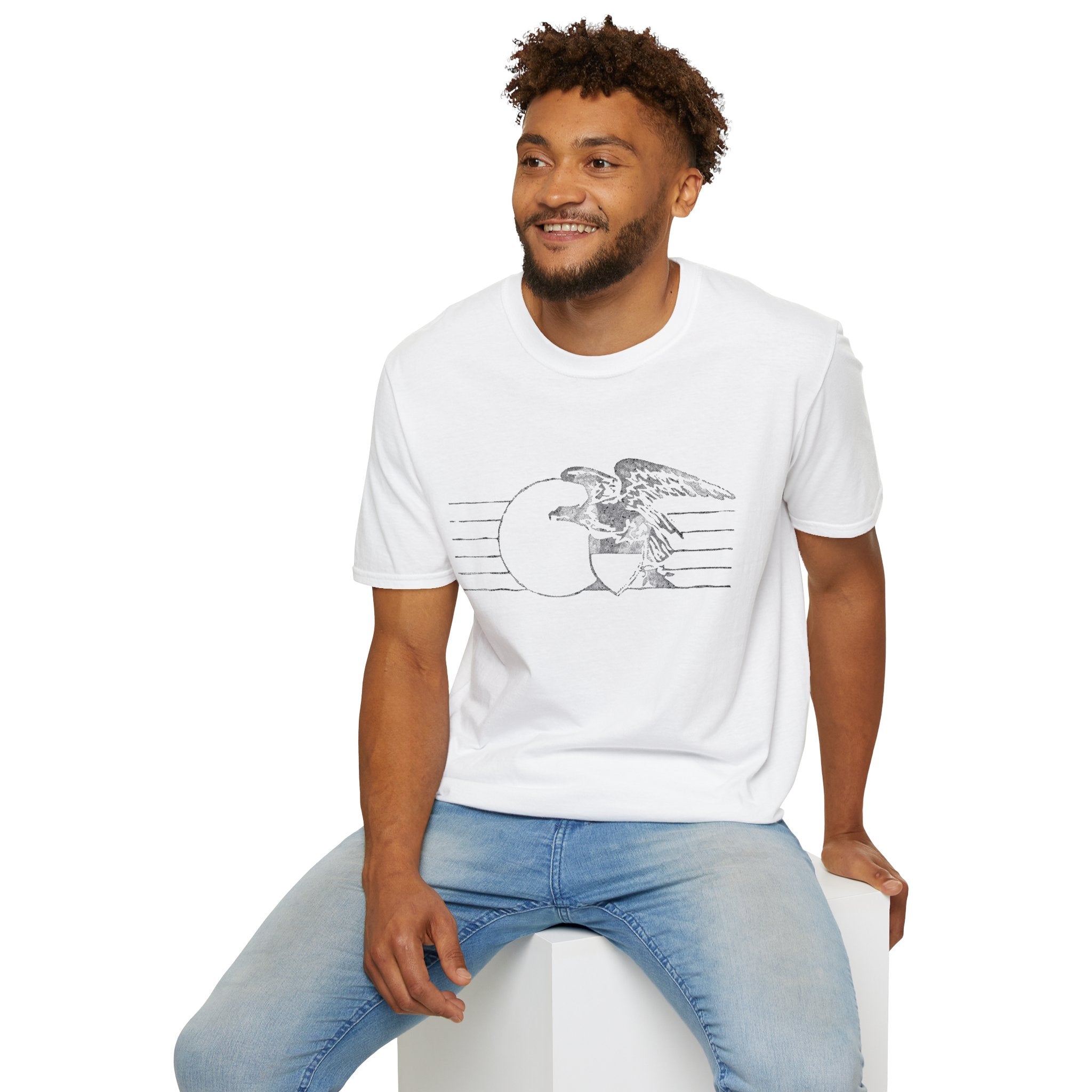 Vintage Eagle Graphic Unisex Softstyle T-Shirt, Casual Tee