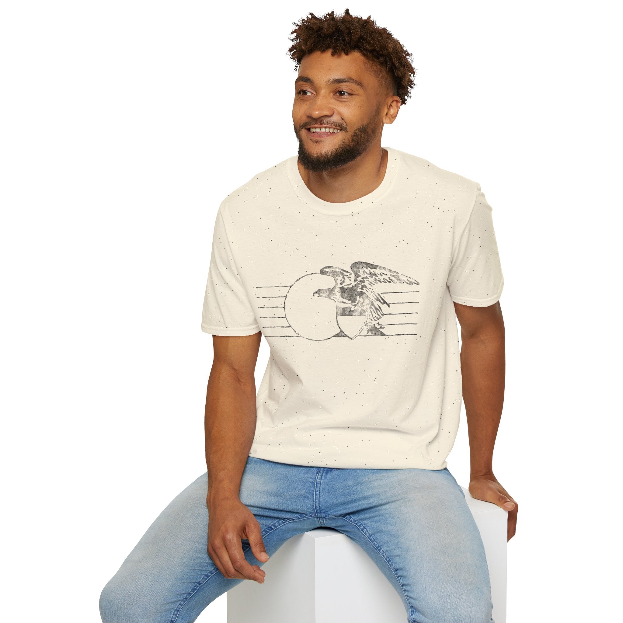 Vintage Eagle Graphic Unisex Softstyle T-Shirt, Casual Tee